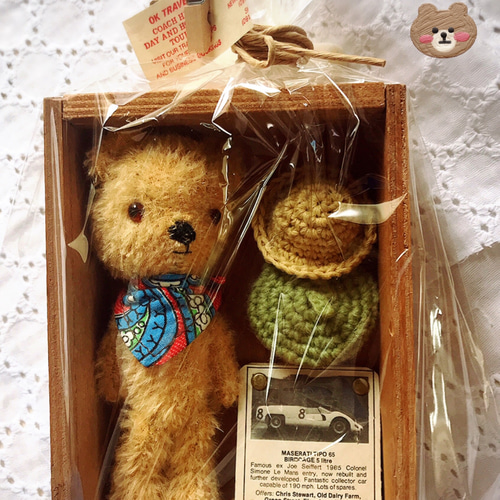 ☆junkな木箱シリーズ☆ まんまる顔の癒しベア テディベア ぬいぐるみ