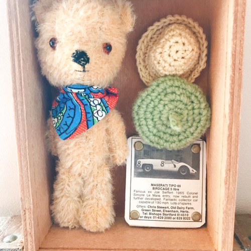 ☆junkな木箱シリーズ☆ まんまる顔の癒しベア テディベア