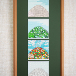 里山の四季　手刷りシルクスクリーン版画　額装品 1枚目の画像