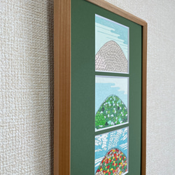 里山の四季　手刷りシルクスクリーン版画　額装品 2枚目の画像