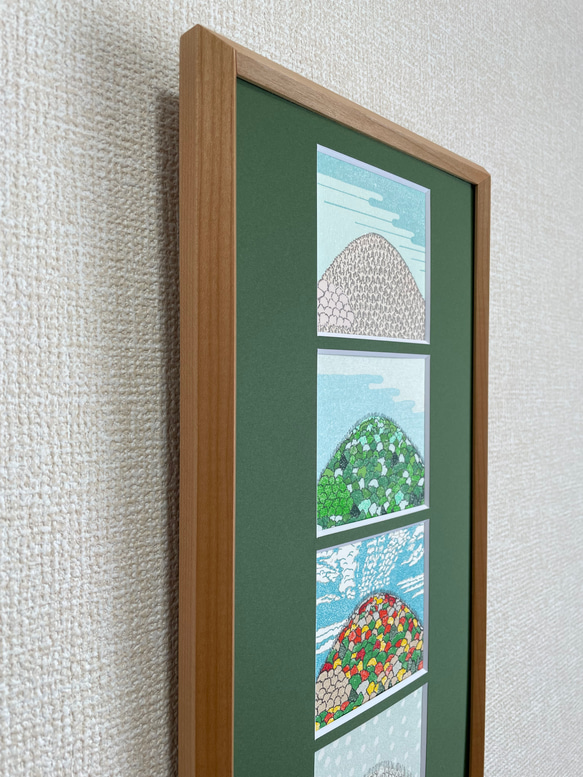 里山の四季　手刷りシルクスクリーン版画　額装品 2枚目の画像