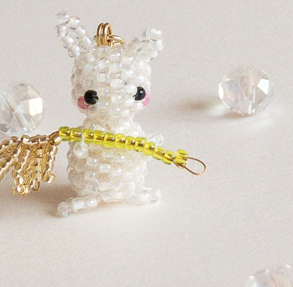 N1637 / カスタムボールペン エンジェルうさぎちゃんビーズ お花 N1637 / カスタムボールペン エンジェルうさぎちゃんビーズ お花