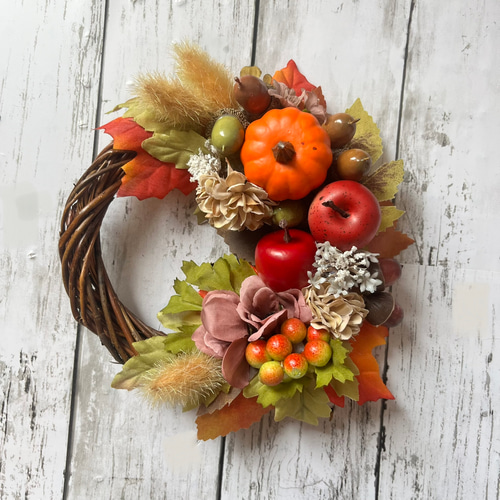 送料無料】ハロウィンのかぼちゃリース 小＊フラワーリース アート