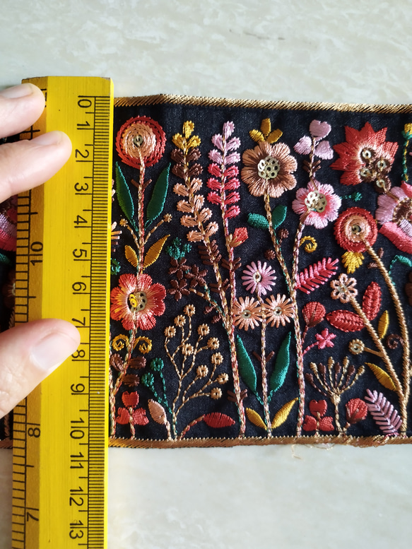 インド刺繍リボン　シルク地【50cm】幅約10.5cm 6枚目の画像