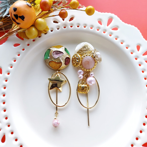 ピアス or イヤリング 変更可】【ポップボタン ハロウィン カボチャ 