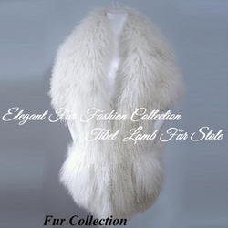 優雅な存在感ホワイトチベットラムファーポケット付毛皮ロングマフラーファーストール 8枚目の画像