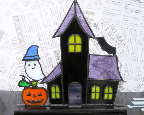 ステンドグラス　ハロウィンのパネル ステンドグラス ハロウィンかぼちゃ ☆B☆ サンキャッチャー
