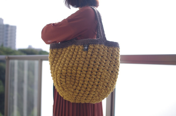 模様編みトートバッグ　受注製作 4枚目の画像