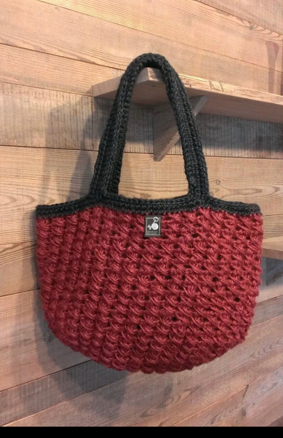 模様編みトートバッグ　受注製作 7枚目の画像