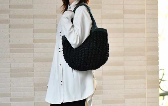 模様編みトートバッグ　受注製作 6枚目の画像