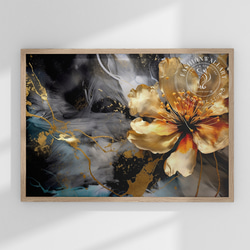 花の絵　ポップアート　金箔　現代アート フラワーアート　カラフル　おしゃれ 花柄アート テクスチャーアート ボタニカル フラワーアート 花の