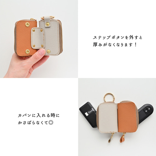 本革レザーキーケース×2 オリジナルレザーキーケース キーケース 本革 革 レザー キー カギ キーリング 三つ折り