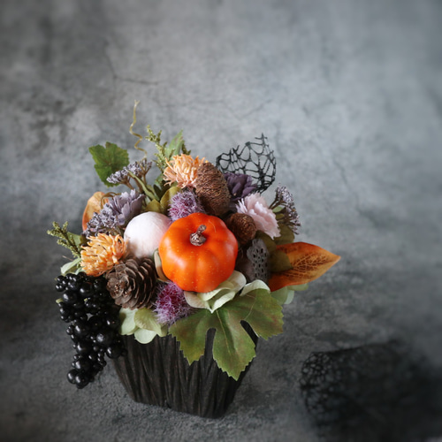ハロウィンアレンジ 秋の模様替え ❁ アートフラワー バスケット