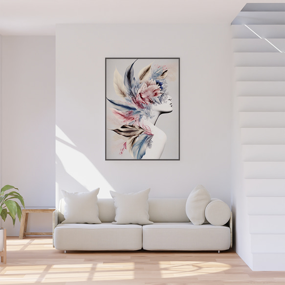 アートポスター 羽根とシルエット モダンアート 北欧風インテリア 抽象芸術 優美な装飾画 5223 7枚目の画像