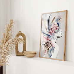 アートポスター 羽根とシルエット モダンアート 北欧風インテリア 抽象芸術 優美な装飾画 5223 4枚目の画像