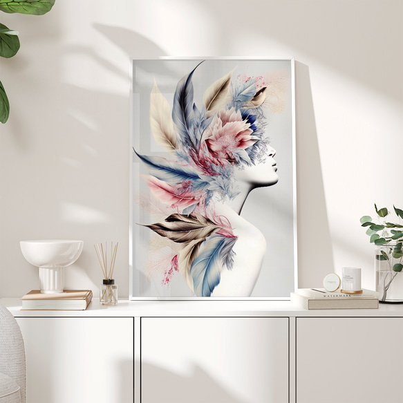 アートポスター 羽根とシルエット モダンアート 北欧風インテリア 抽象芸術 優美な装飾画 5223 5枚目の画像