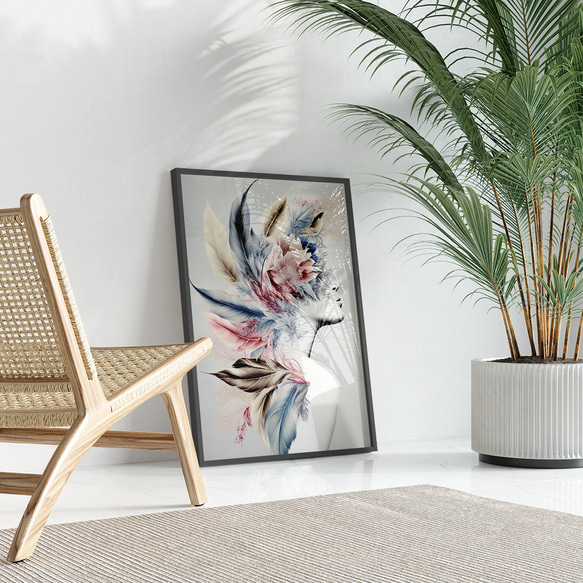 アートポスター 羽根とシルエット モダンアート 北欧風インテリア 抽象芸術 優美な装飾画 5223 6枚目の画像