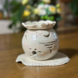手作り陶器　長方形の透し彫り茶香炉♡ ほうじ茶つき　T-8 ハンドメイド 亀翁窯 陶器香炉透かし彫り体験【ワークショップ】 | 国産いぐさ