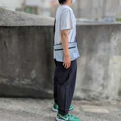 &lt;OSOCU&gt; Chita 棉質 Sacoche 袋 Sashiko 編織黑白 第9張的照片