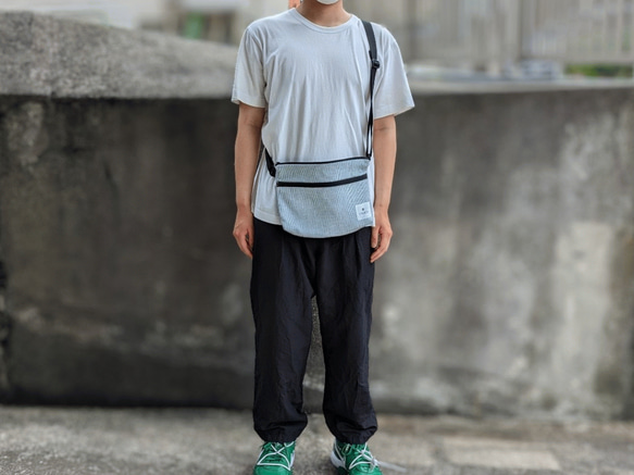 &lt;OSOCU&gt; Chita 棉質 Sacoche 袋 Sashiko 編織黑白 第11張的照片