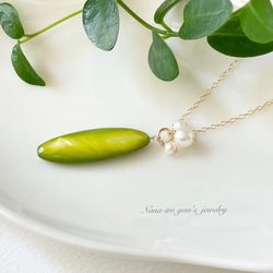 14kgf Greencolor shell × pearl  necklace 9枚目の画像