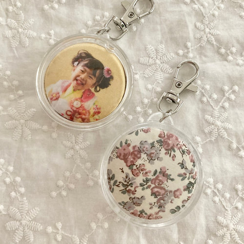 オーダー用】アクリル♡お子様やペットの写真キーホルダー アクア 