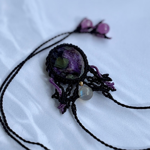 予約済み｜チャロアイト マクラメネックレス｜シャトヤンシー with