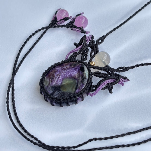 チャロアイトのマクラメネックレス 予約済み｜チャロアイト マクラメネックレス｜シャトヤンシー with