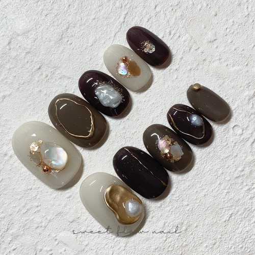 現品！ネイルチップNO.30828(6)＊10本 タイプ【ラウンドショート