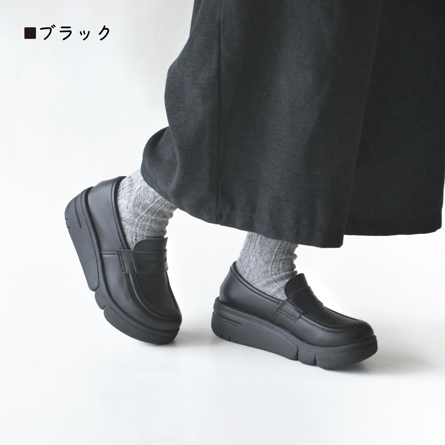 厚底コインローファー 軽量 EVA素材 レディース Re:getA -リゲッタ- RE-164