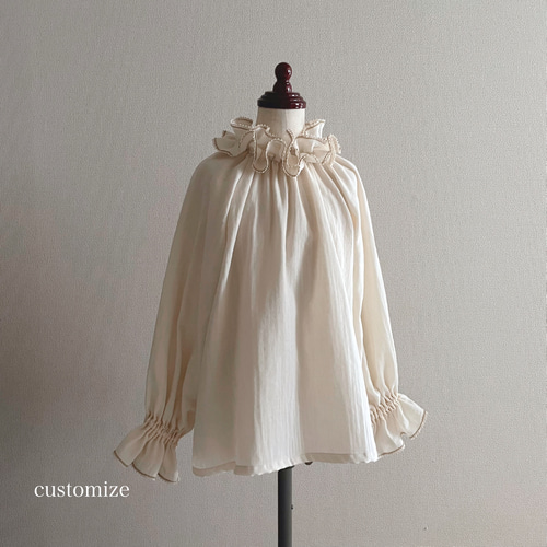 ✂︎“caille” 特別な日のスモックブラウス キナリ80-140size 入園卒園