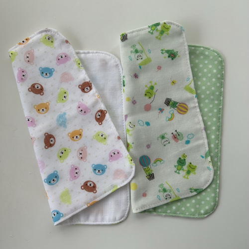 ハンドメイド 4重ガーゼハンカチ 2枚セット 子供用 くま柄マルチ