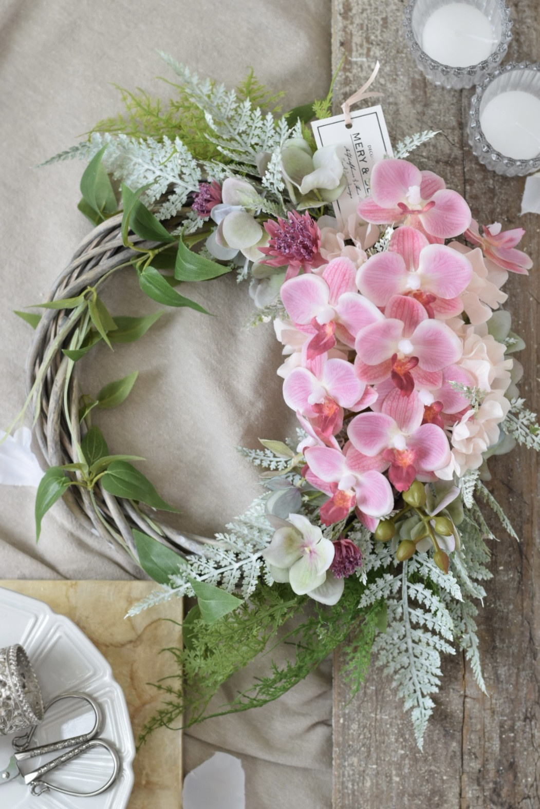 送料無料！ピンク胡蝶蘭オーキッドリース