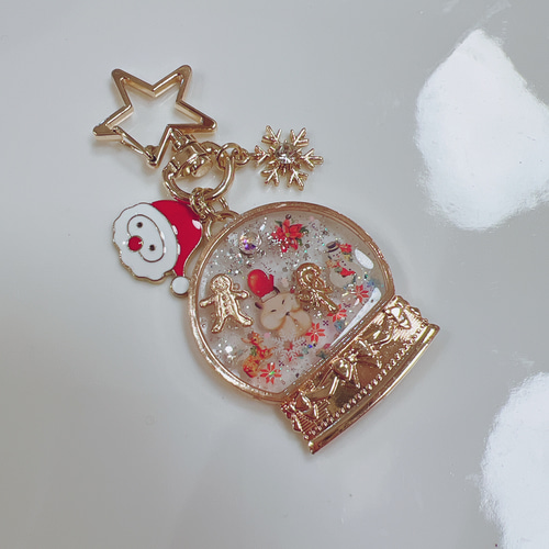 早割クリスマス2024 ハムスターのクリスマス スノードームキーホルダー