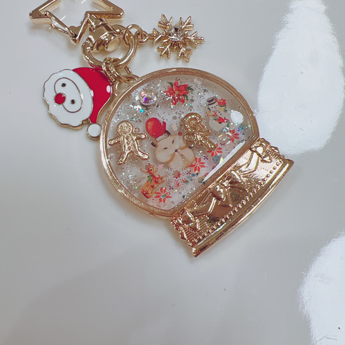 早割クリスマス2024 ハムスターのクリスマス スノードームキーホルダー