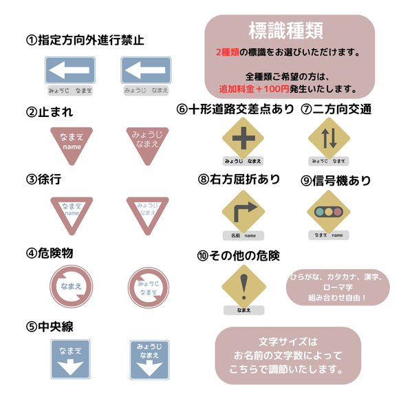 アイロン不要！道路標識のお名前シール 4枚目の画像