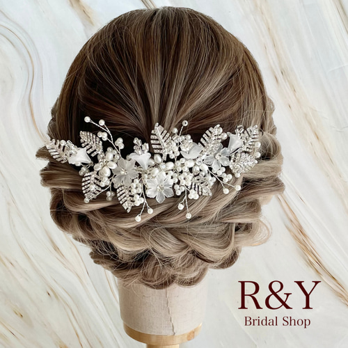 結婚式　ベッドパーツ　ヘアアクセサリー ニアナ niana メタルフラワーパールヘッドドレス 結婚式