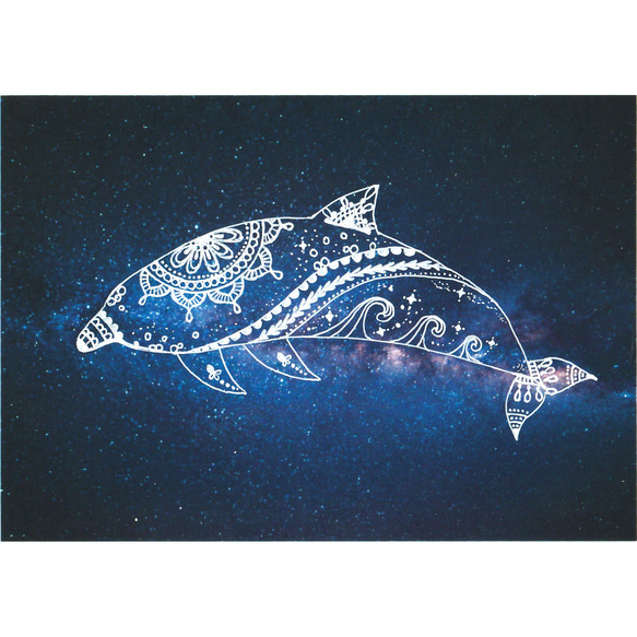 宇宙を泳ぐイルカ ヒーリングアート イラスト noenjoynolife 通販