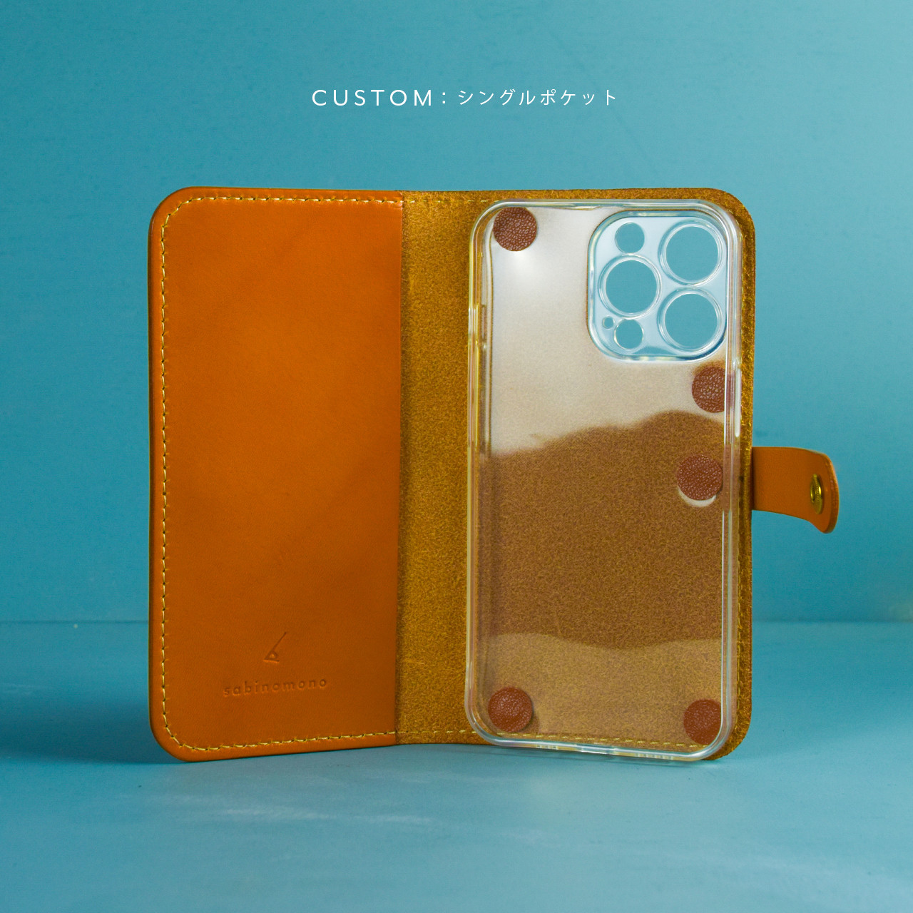 iPhone15/14/13シリーズ　手帳型 レザーケース　キャメル　SM015c