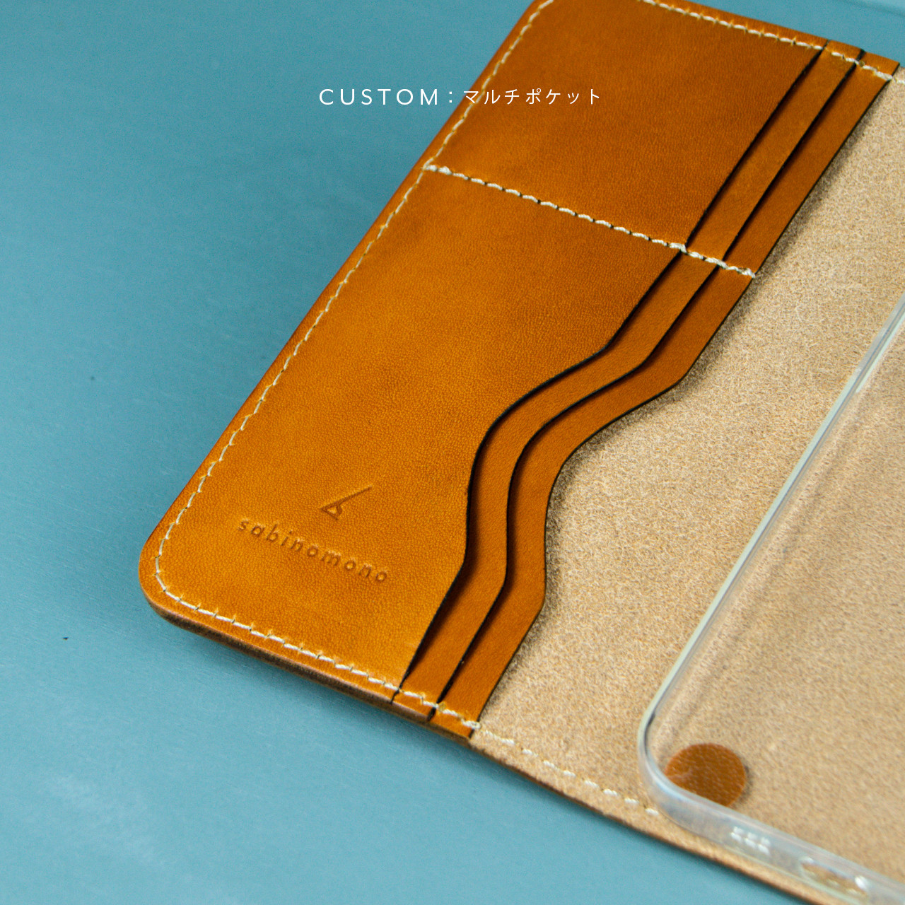 iPhone15/14/13シリーズ　手帳型 レザーケース　キャメル　SM015c