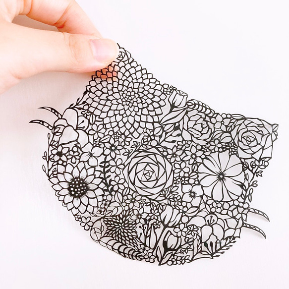 【切り絵】花猫(はなねこ) 3枚目の画像