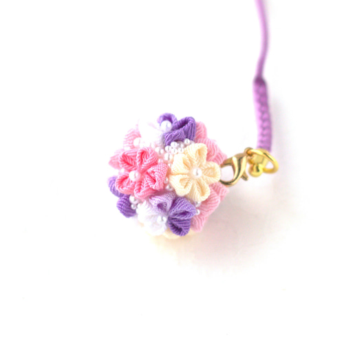 ❁つまみ細工芝桜A根付けストラップ❁帯飾り袴飾りキーアクセサリー