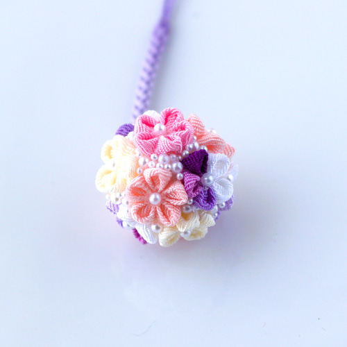 ❁つまみ細工芝桜A根付けストラップ❁帯飾り袴飾りキーアクセサリー