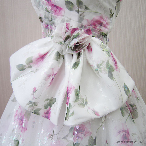カラードレス ウェディングドレス 結婚式 花嫁 前撮り演奏会 白 ピンク 花柄 リボン 9号 11号　cd32152ow 11枚目の画像