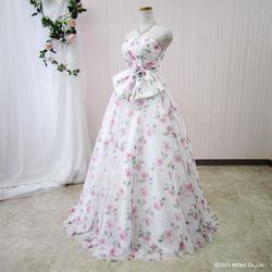カラードレス ウェディングドレス 結婚式 花嫁 前撮り演奏会 白 ピンク 花柄 リボン 9号 11号　cd32152ow 7枚目の画像