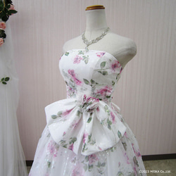 カラードレス ウェディングドレス 結婚式 花嫁 前撮り演奏会 白 ピンク 花柄 リボン 9号 11号　cd32152ow 8枚目の画像