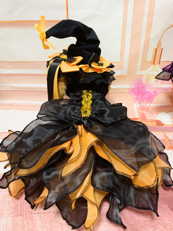 サイズフルオーダー♡ハロウィンドレスオレンジカラー ペット服