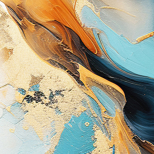 アートポスター 抽象画 マーブルアート ターコイズブルー ゴールド