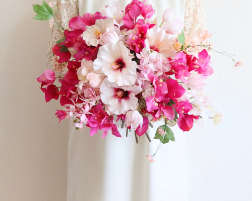 ウェディングブーケ　アーティフィシャルフラワー　ハイビスカス　リゾート ウェディングブーケ アーティフィシャルフラワー ハイビスカス