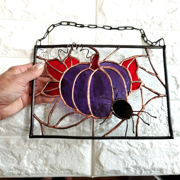 　壁掛け　窓飾り　パンプキン　ステンドグラスパネル　季節　秋　かぼちゃ　インテリア雑貨　サンキャッチャー　送料無料 5枚目の画像